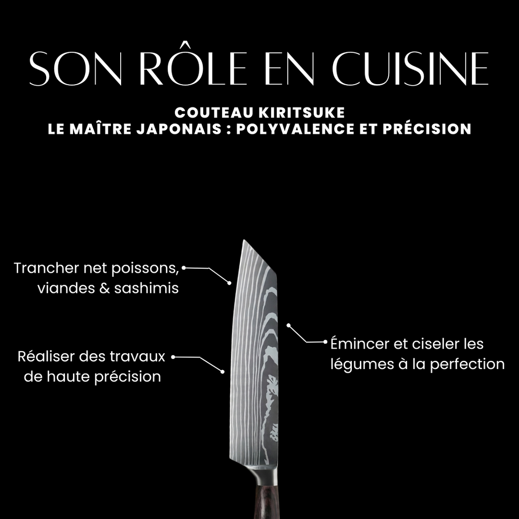 Couteau Kiritsuke - Effet Bois Sombre