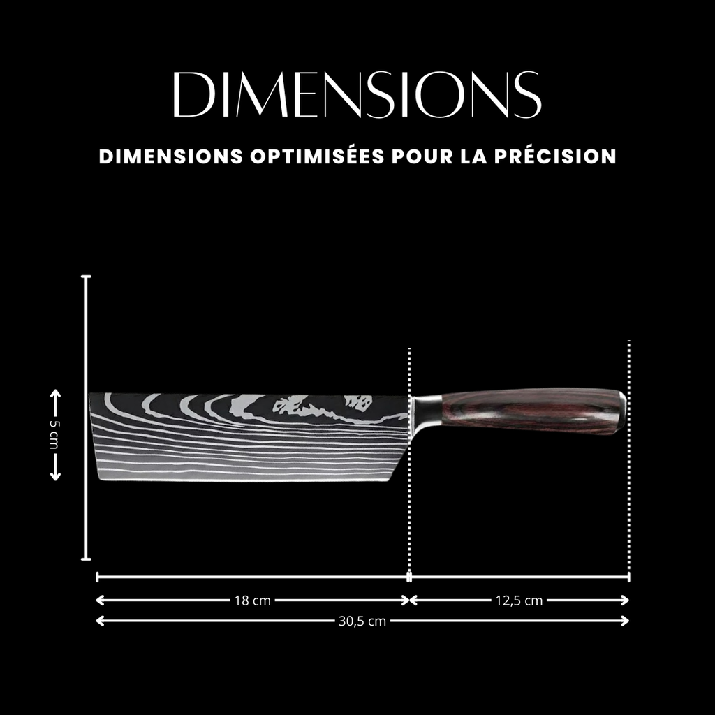 Couteau Nakiri - Effet Bois Sombre