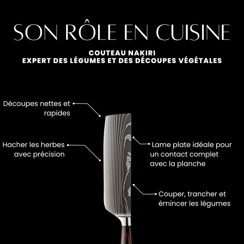 Couteau Nakiri - Effet Bois Sombre
