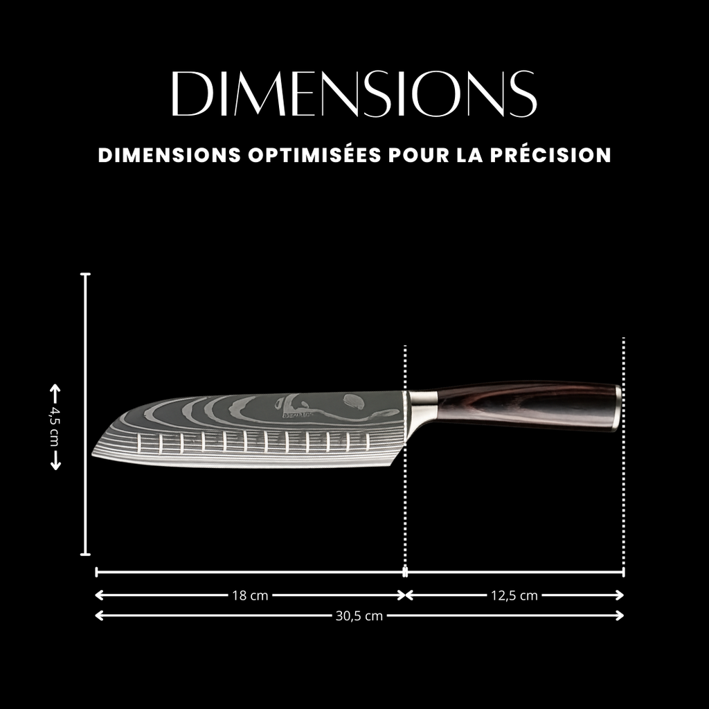 Couteau Santoku - Effet Bois Sombre