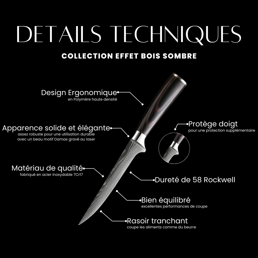 Couteau à désosser - Effet Bois Sombre