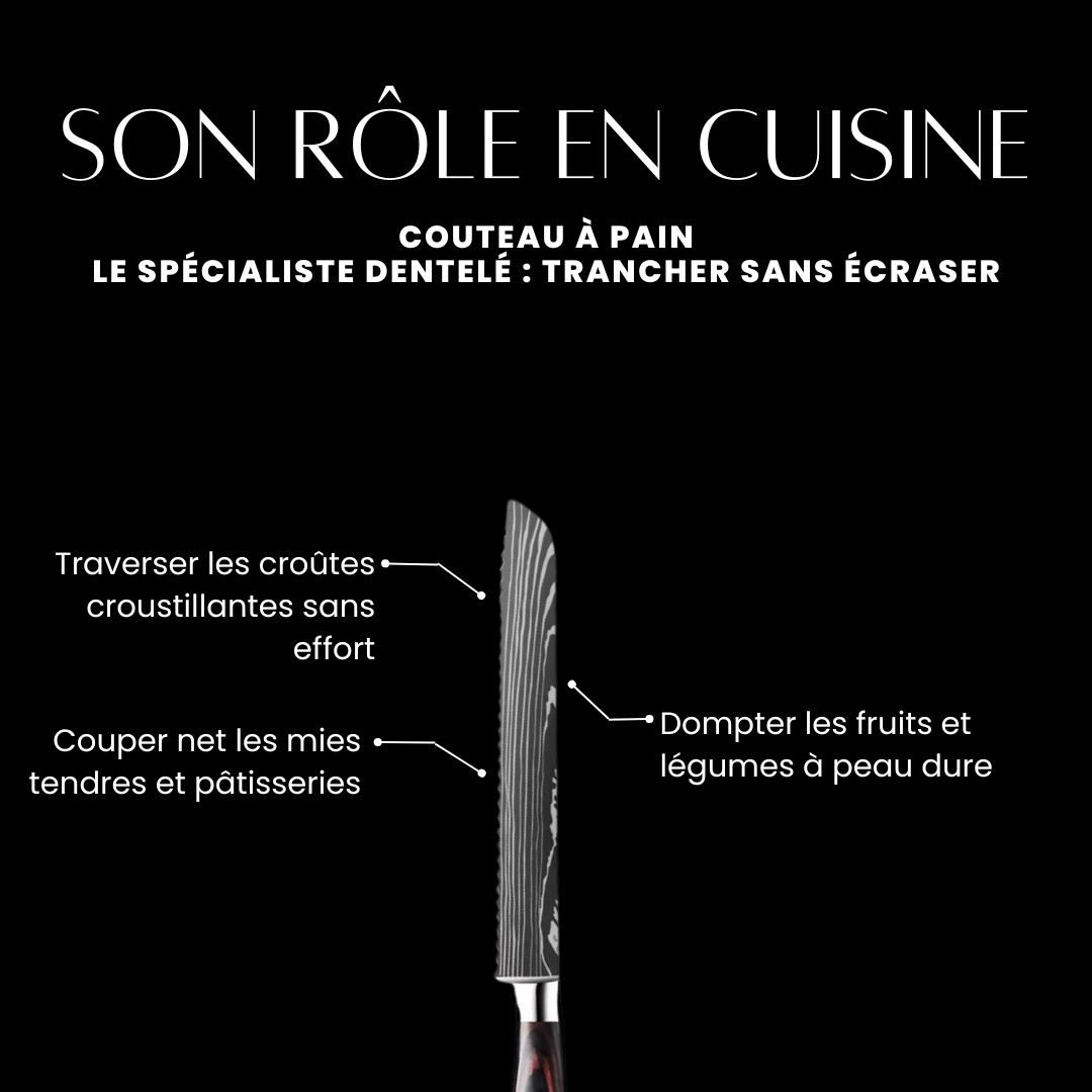 Set de 8 couteaux Japonais - Effet Bois Sombre