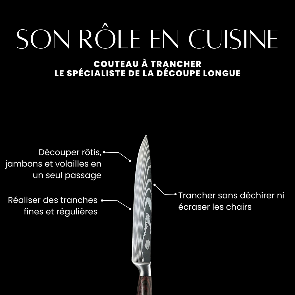 Set de 8 couteaux Japonais - Effet Bois Sombre