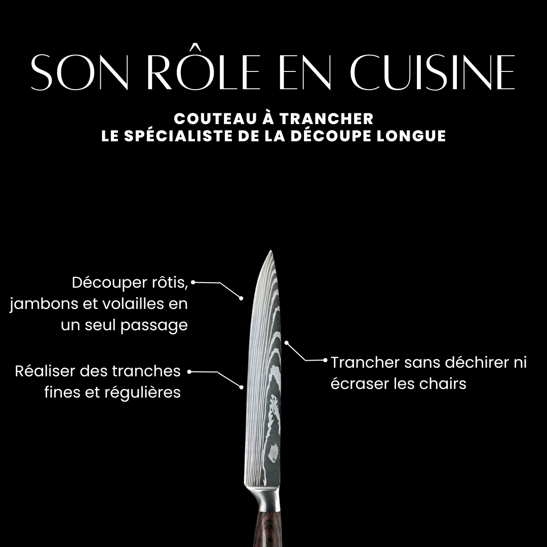 Set de 8 couteaux Japonais - Effet Bois Sombre