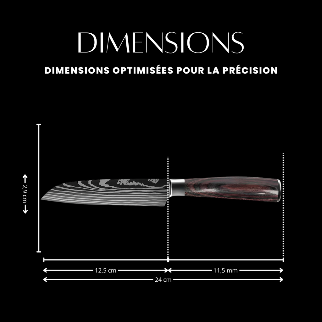 Couteau petit Santoku - Effet Bois Sombre