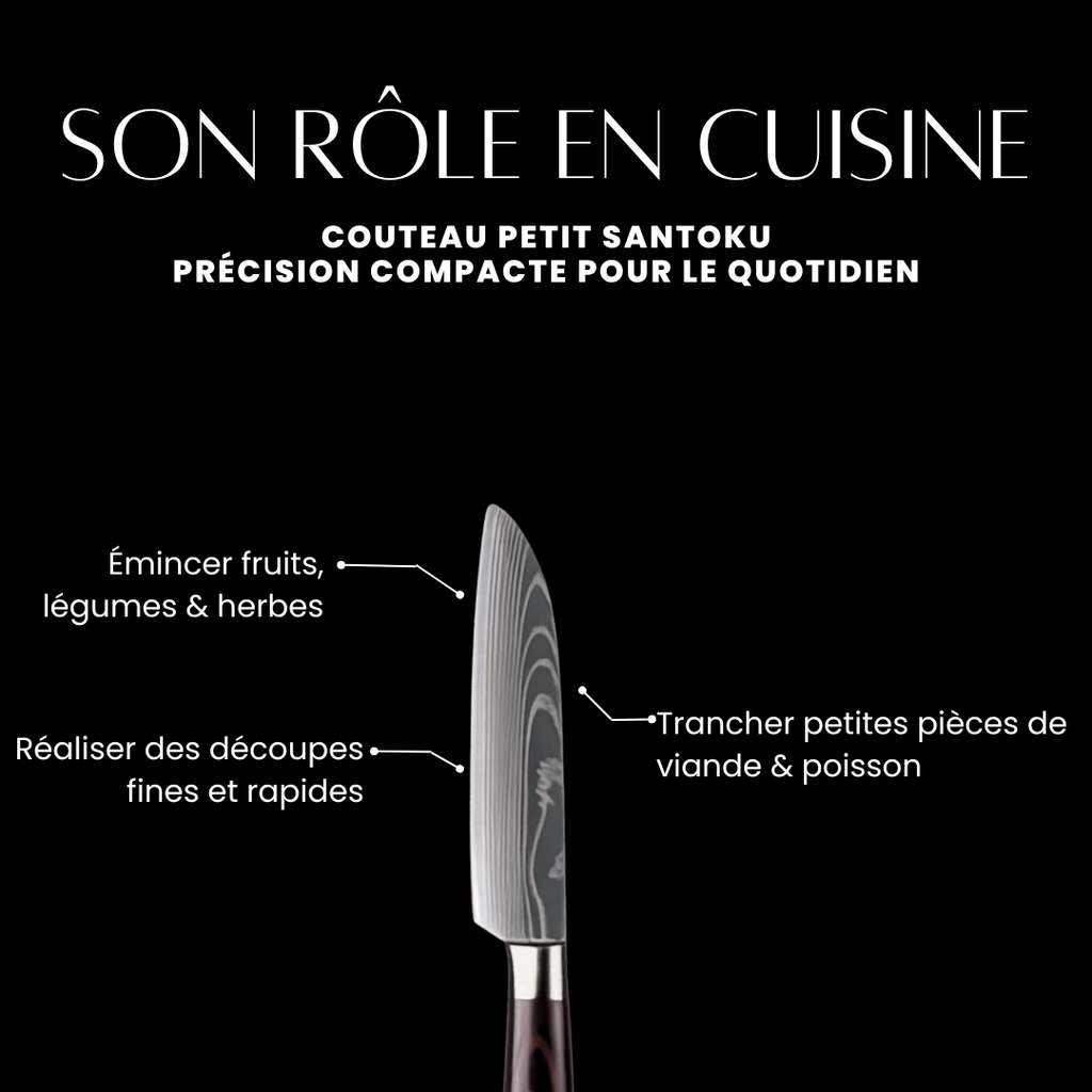 Couteau petit Santoku - Effet Bois Sombre