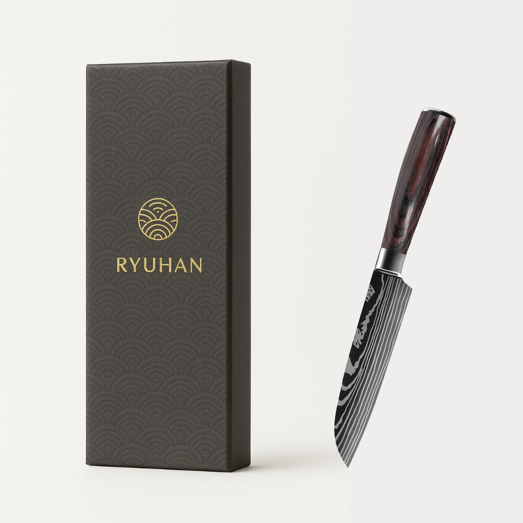 Couteau petit Santoku - Effet Bois Sombre