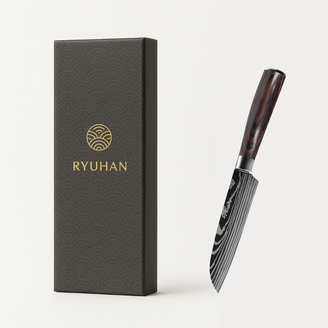 Couteau petit Santoku - Effet Bois Sombre