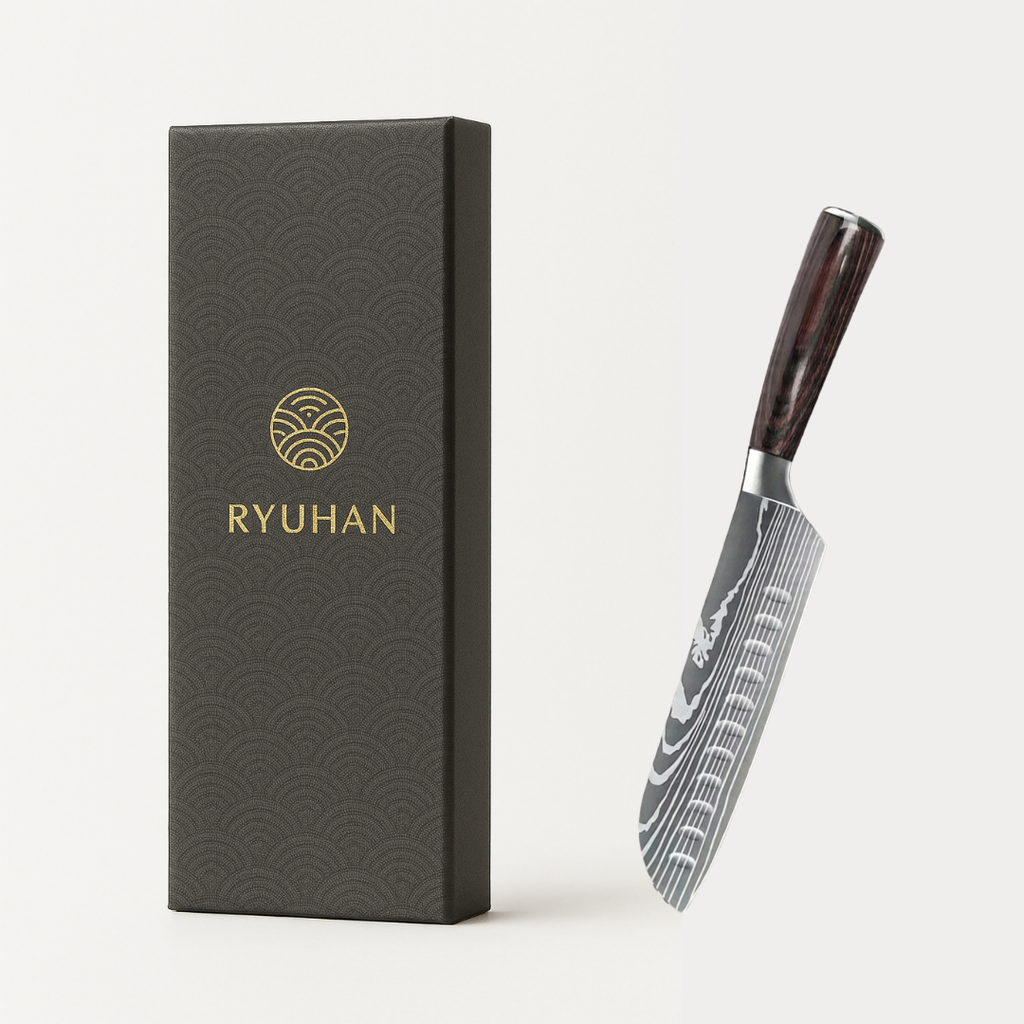 Couteau Santoku - Effet Bois Sombre