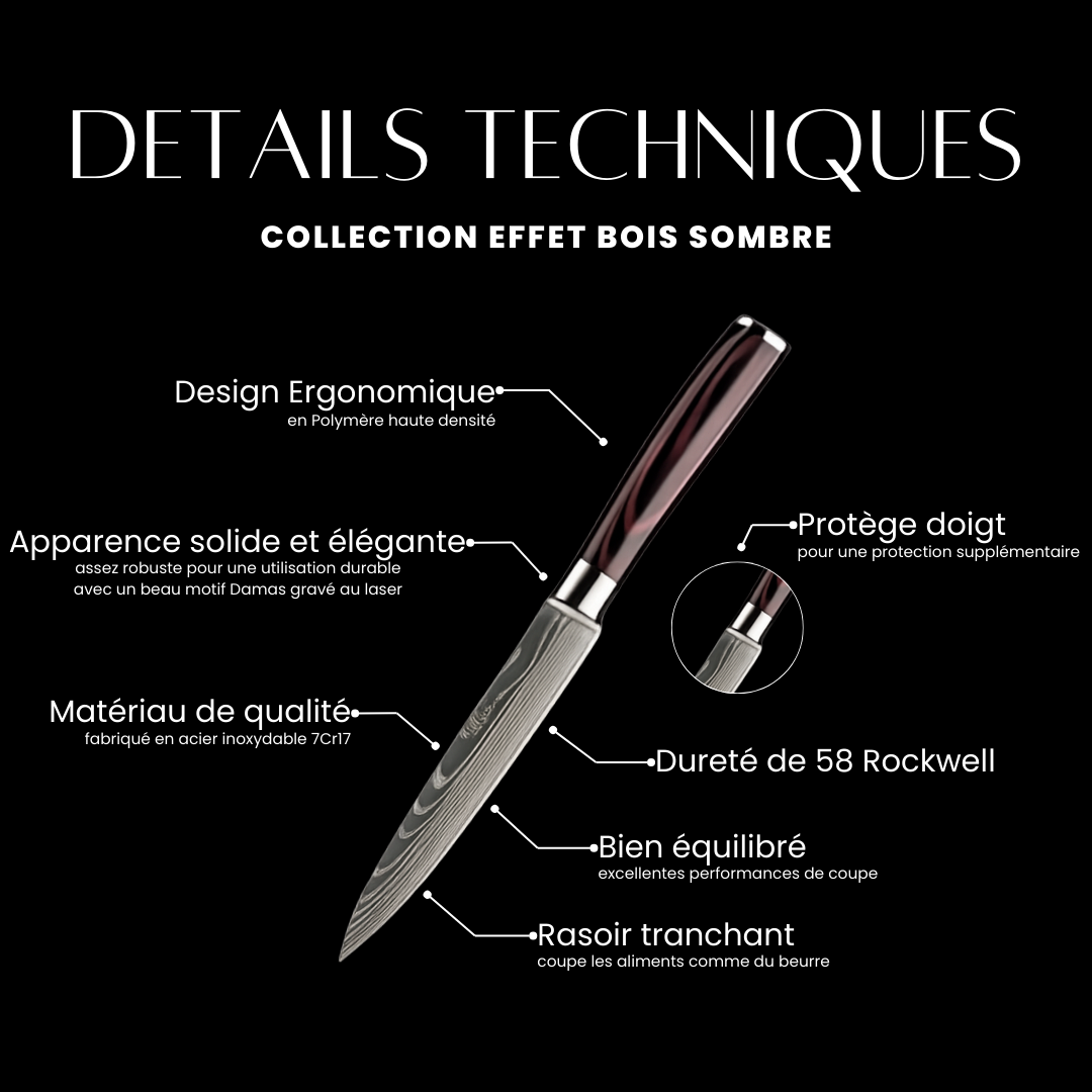 Couteau utilitaire - Effet Bois Sombre