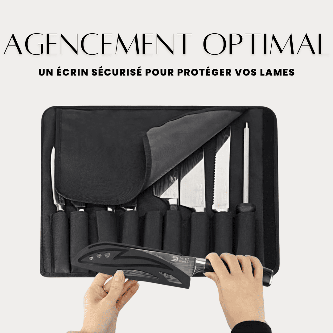 Set de 8 couteaux Japonais - Effet Bois Sombre