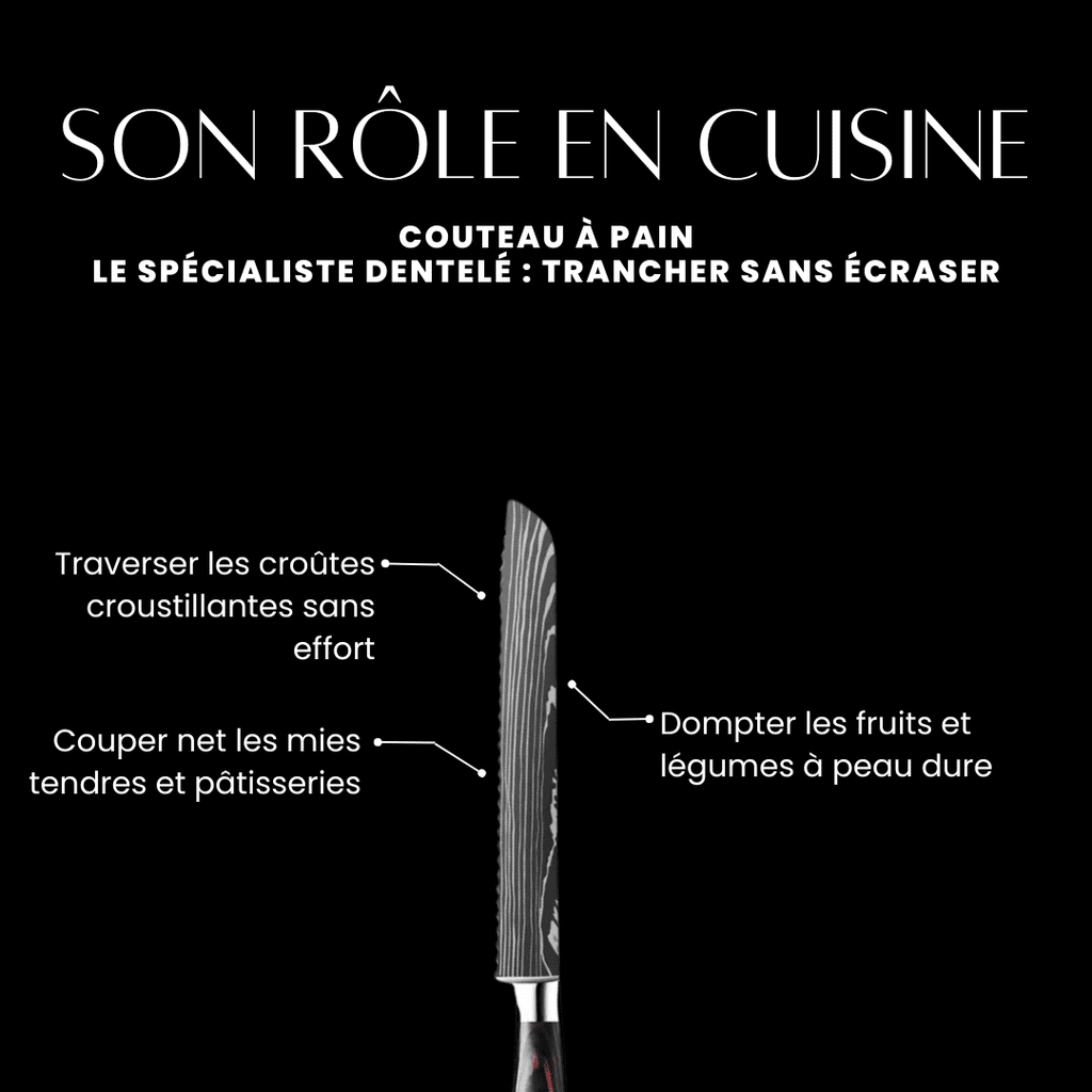 Couteau à pain - Effet Bois Sombre