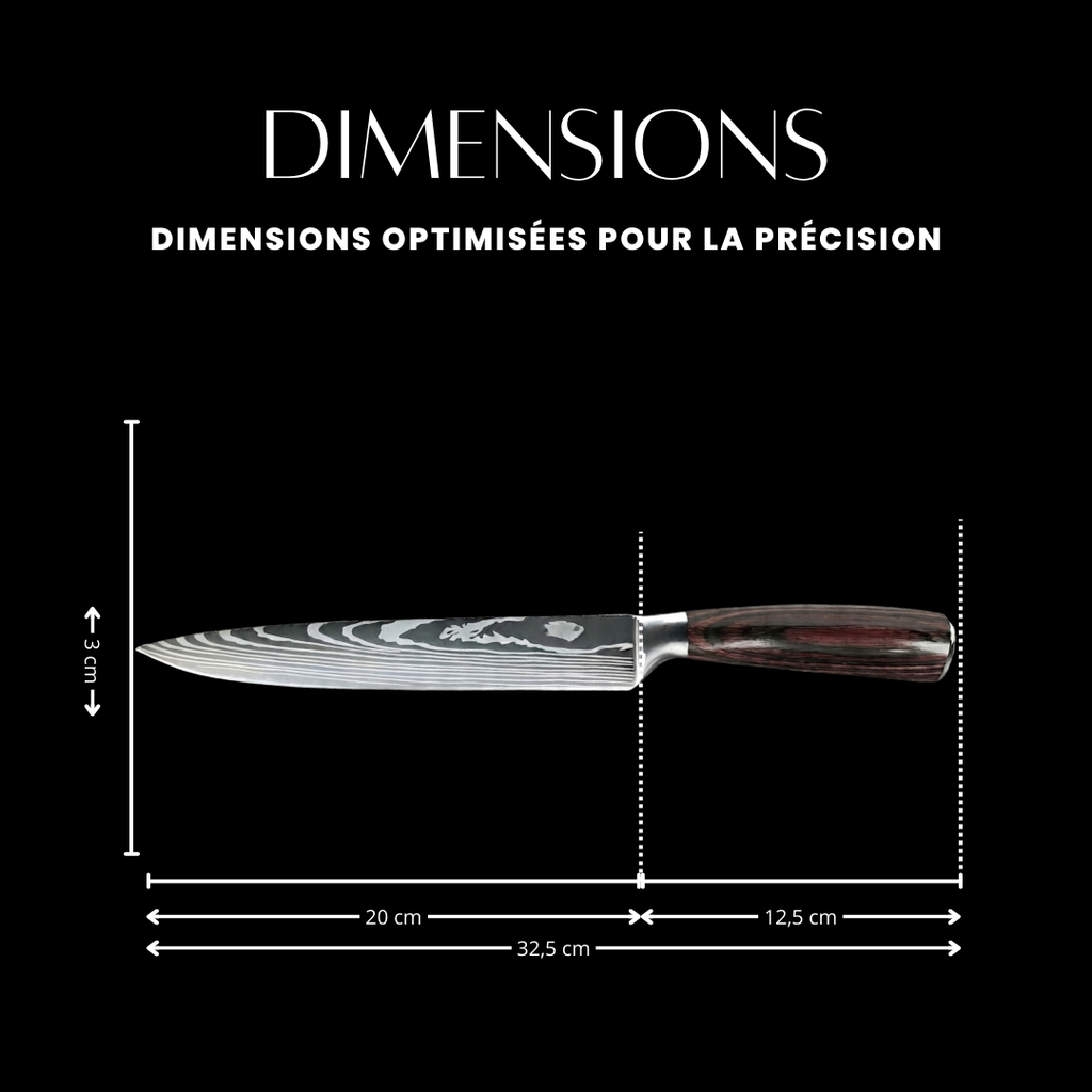 Couteau à trancher- Effet Bois Sombre
