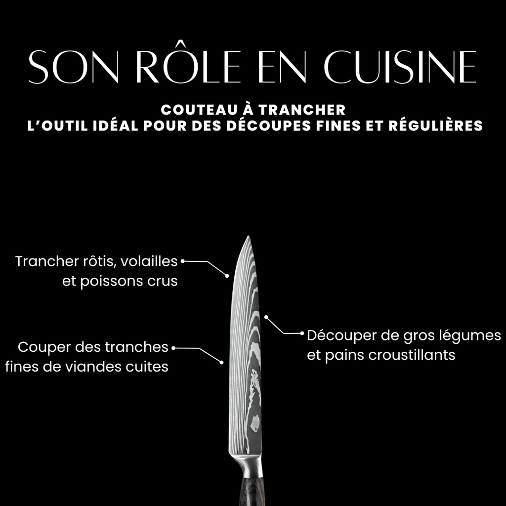 Couteau à trancher- Effet Bois Sombre