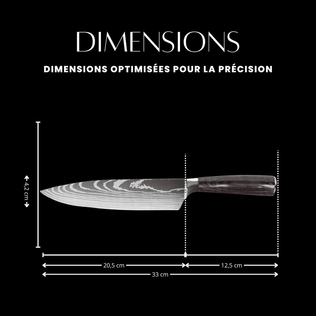 Couteau de chef - Effet Bois Sombre