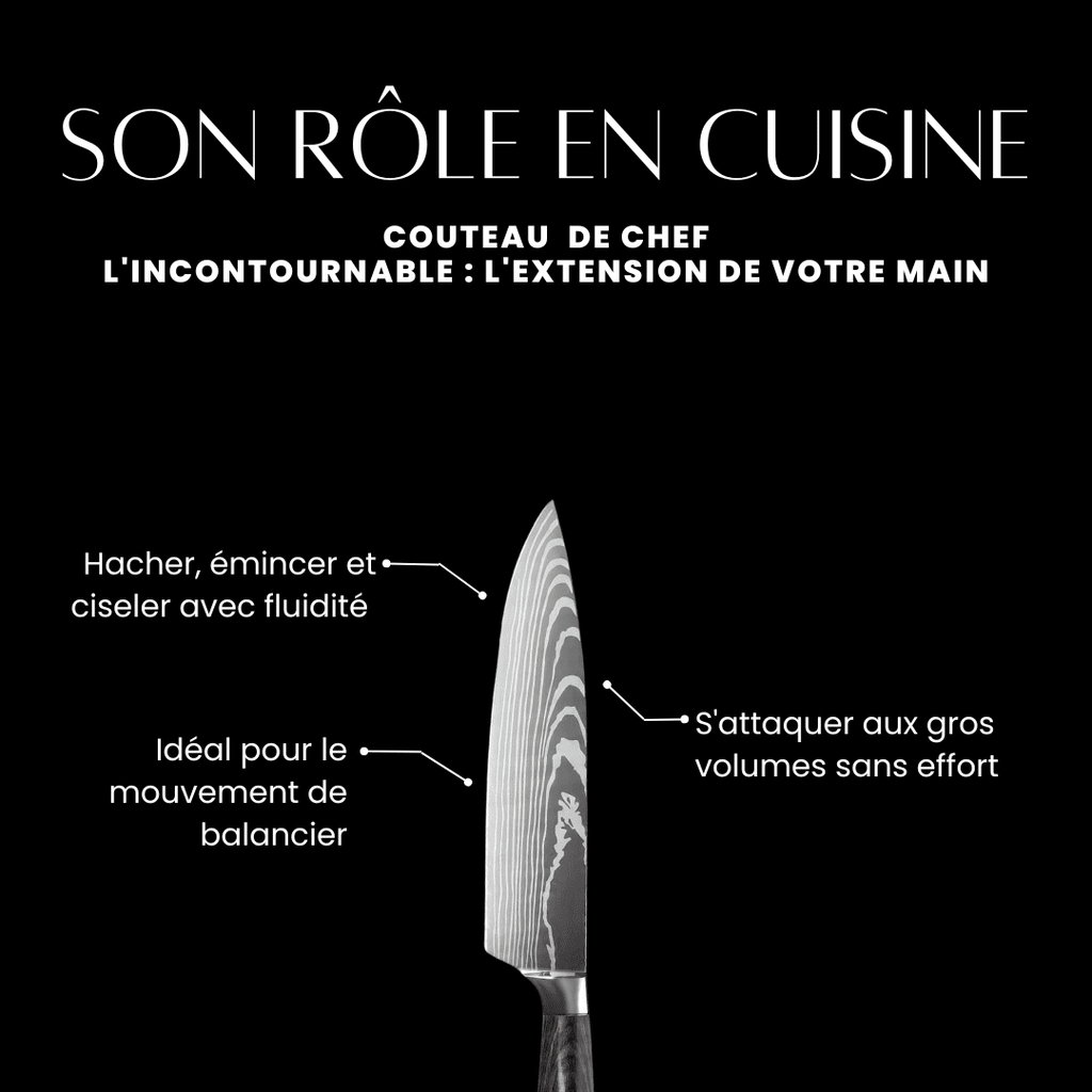 Couteau de chef - Effet Bois Sombre