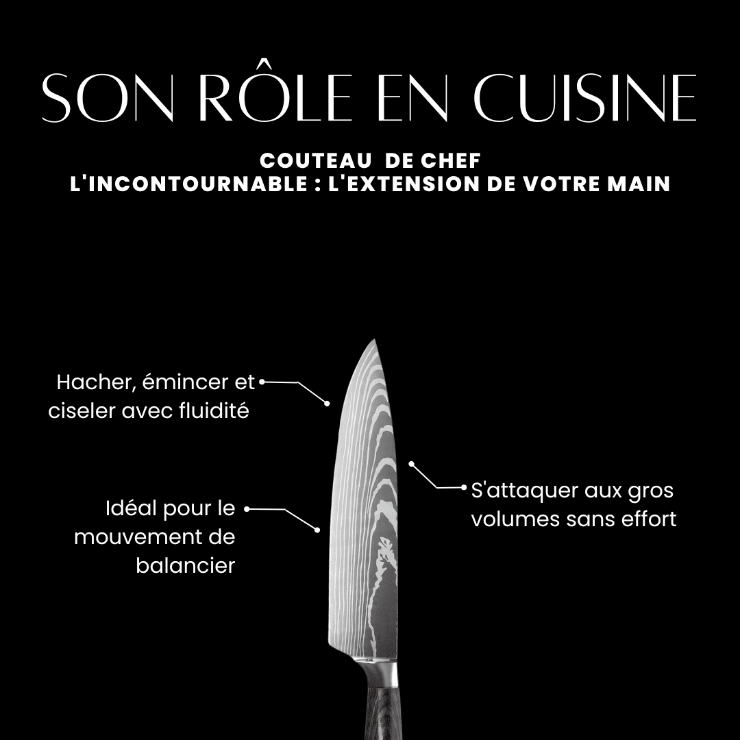 Couteau de chef - Effet Bois Sombre
