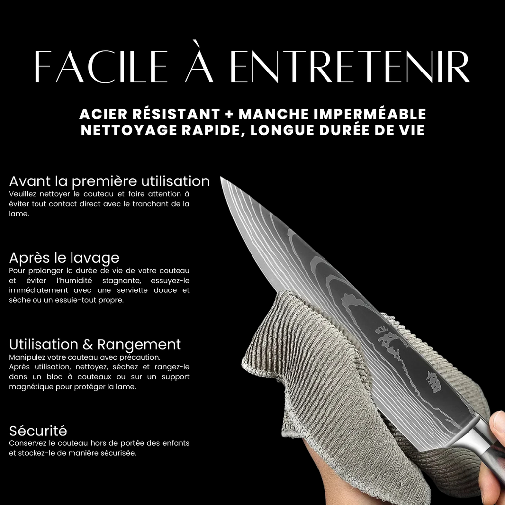 Couteau à trancher- Effet Bois Sombre