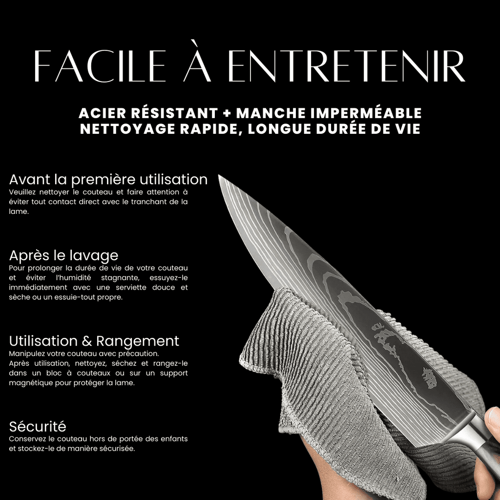 Couteau de chef - Effet Bois Sombre